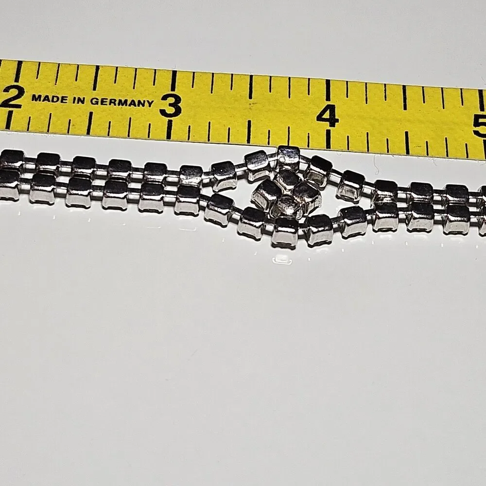 Silver Tone Vintage Clear Rhinestone Bracelet 6.75